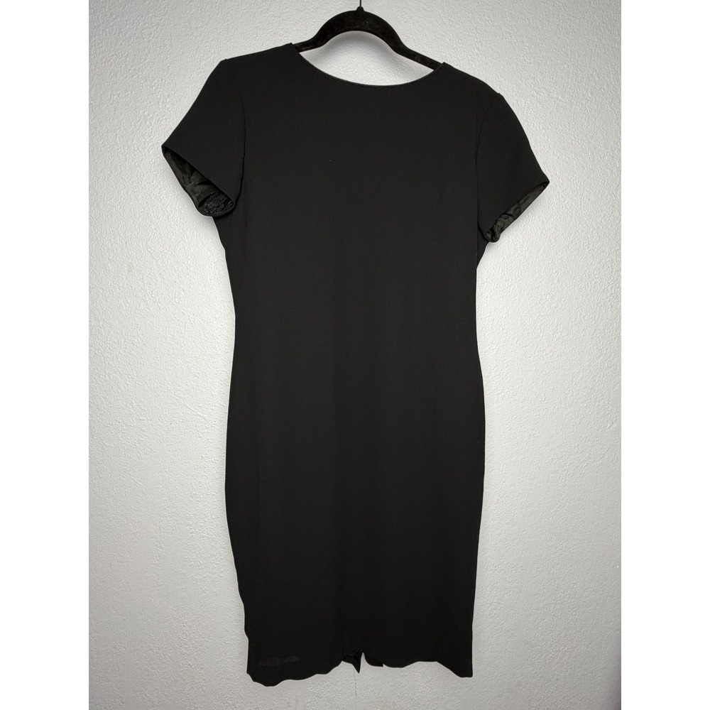 Vintage Liz Claiborne Shift Dress Women's Size 4 Black Short Sleeve Back Zip - Picture 1 of 8